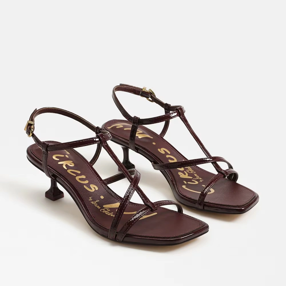 Jaida Kitten Heel Sandal Spiced Plum Faux Leather