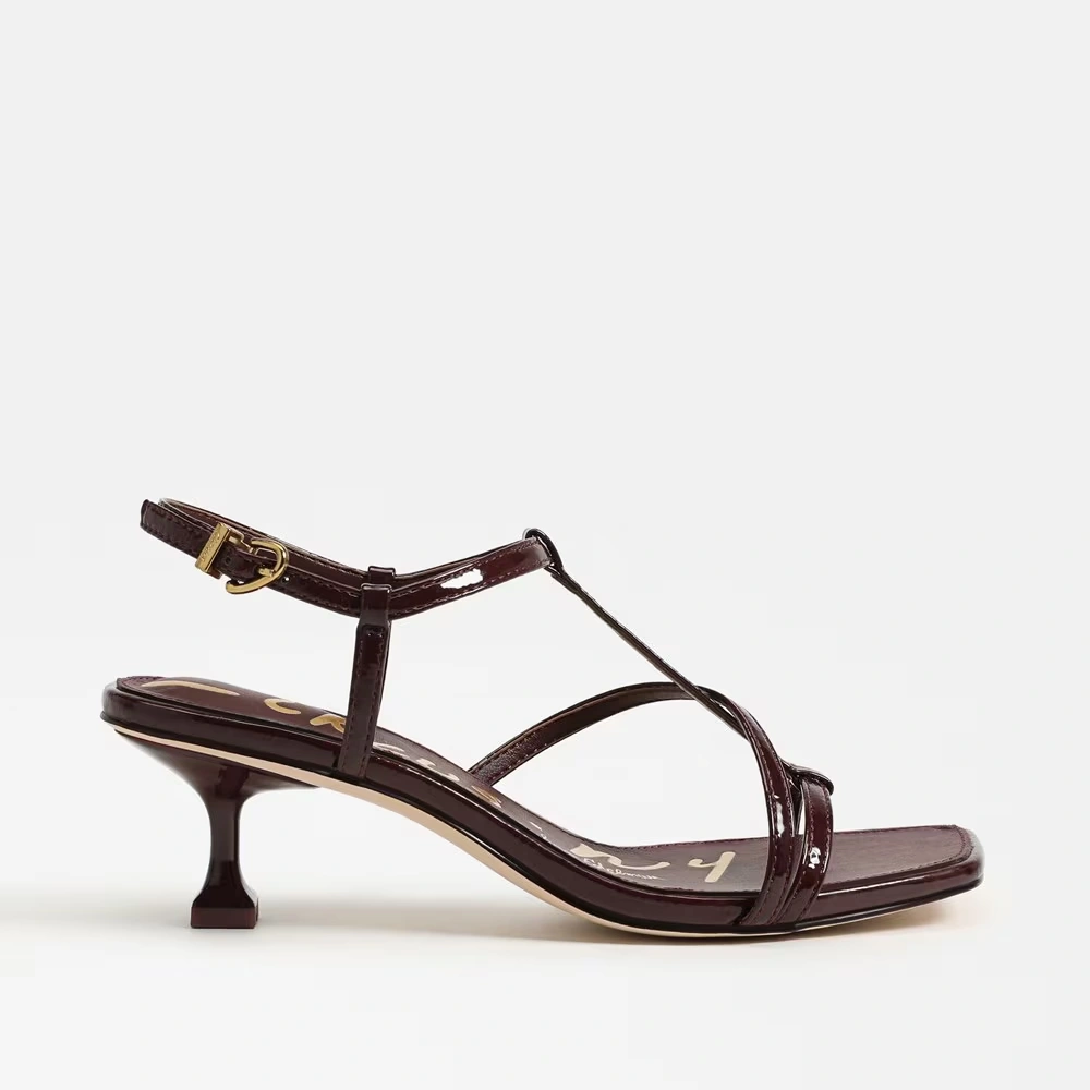 Jaida Kitten Heel Sandal Spiced Plum Faux Leather