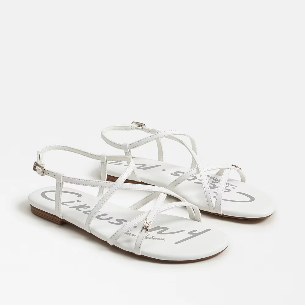 Rebecca Flat Sandal Bright White Faux Leather