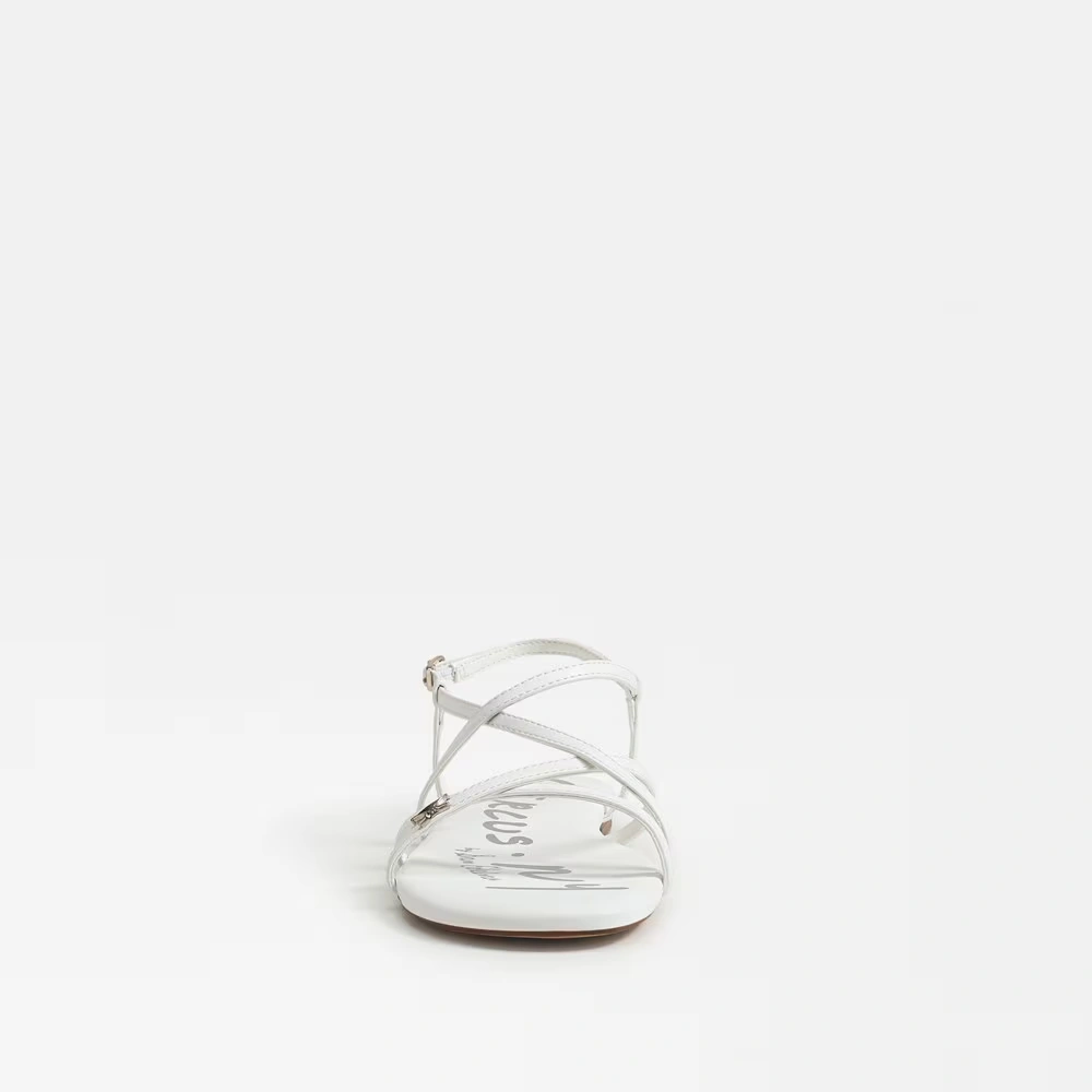 Rebecca Flat Sandal Bright White Faux Leather 3 Rebecca Flat Sandal Bright White Faux Leather