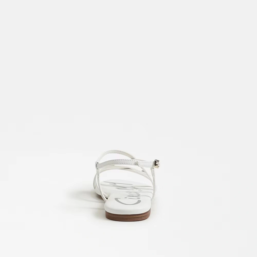 Rebecca Flat Sandal Bright White Faux Leather 5 Rebecca Flat Sandal Bright White Faux Leather