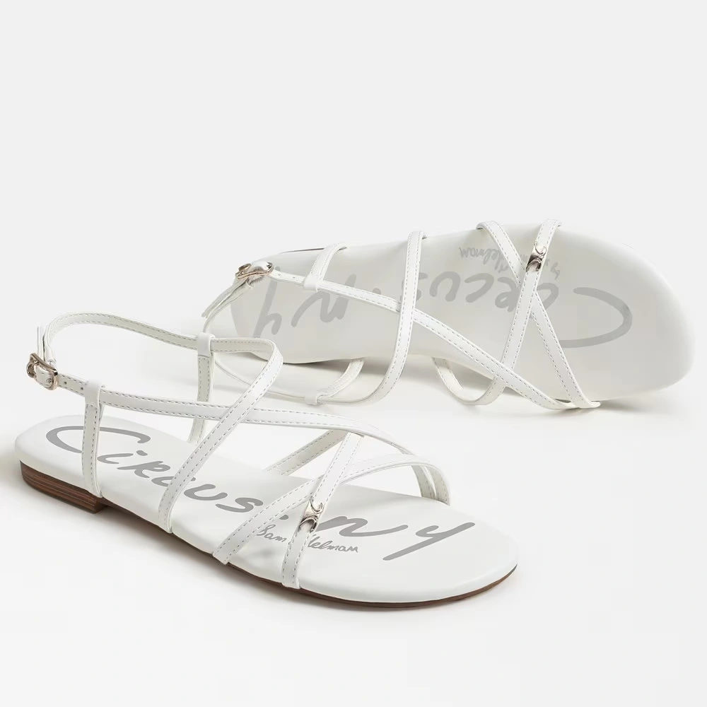 Rebecca Flat Sandal Bright White Faux Leather 7 Rebecca Flat Sandal Bright White Faux Leather