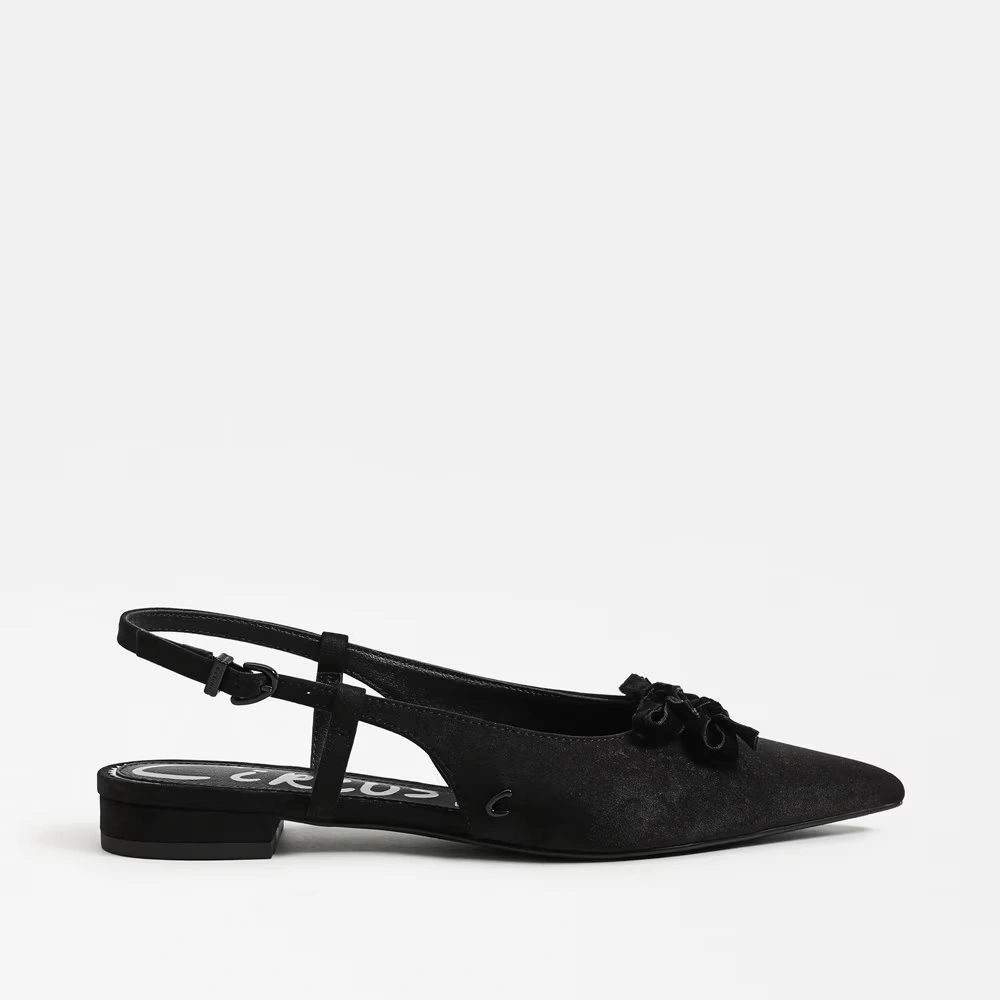 Delanie Slingback Flat Black Satin
