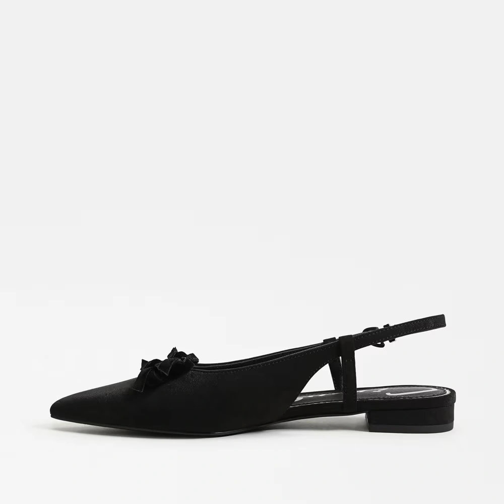Delanie Slingback Flat Black Satin 4 Delanie Slingback Flat Black Satin