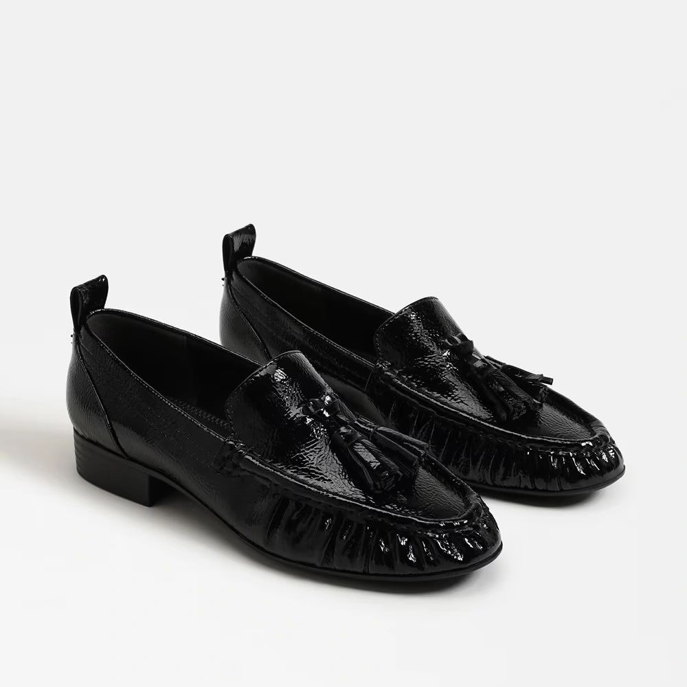 Hudson Tassle Loafer Black Faux Leather