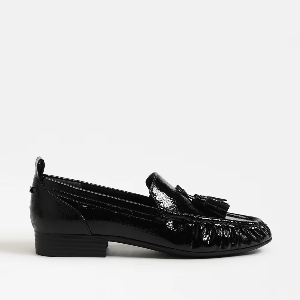 Hudson Tassle Loafer Black Faux Leather