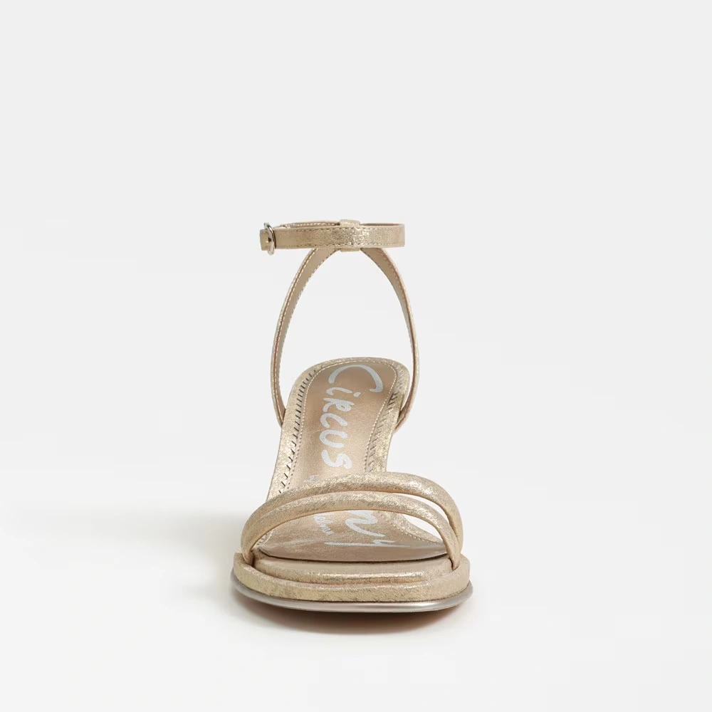 Holly Block Heel Sandal Soft Gold Fabric