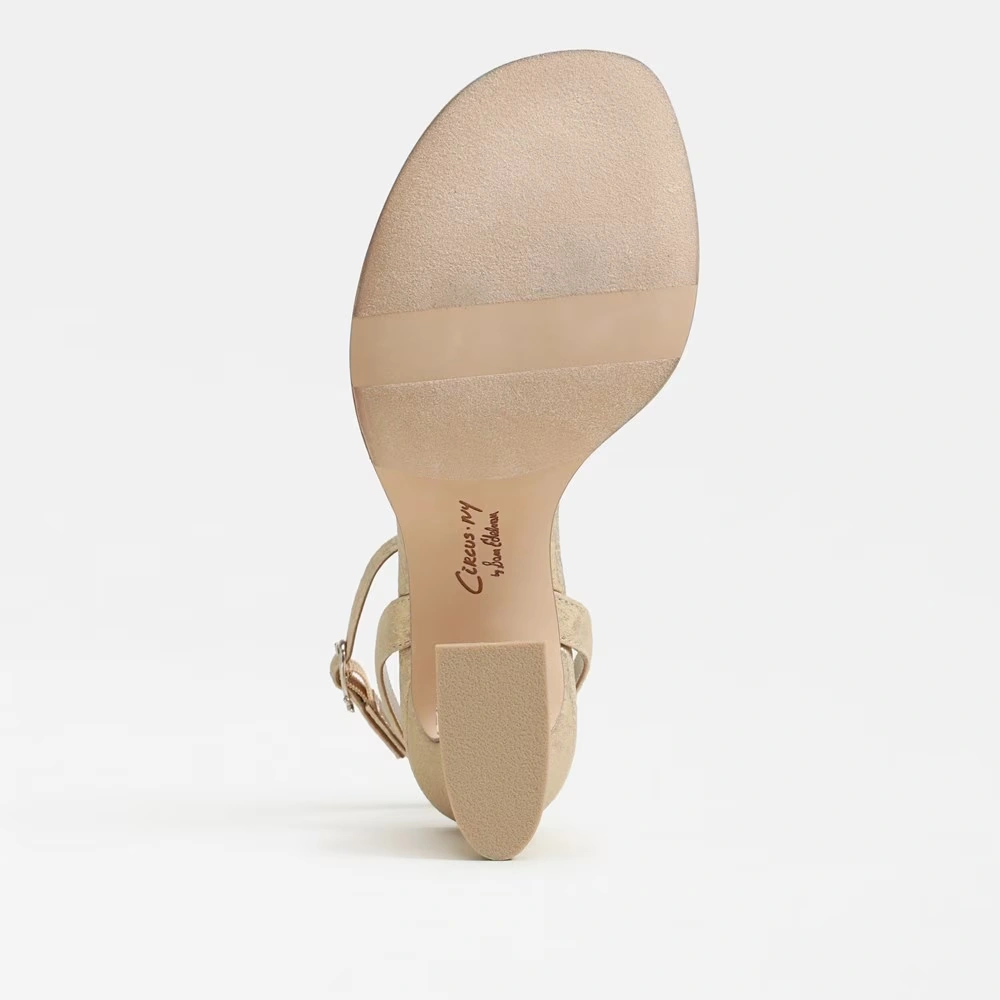 Holly Block Heel Sandal Soft Gold Fabric