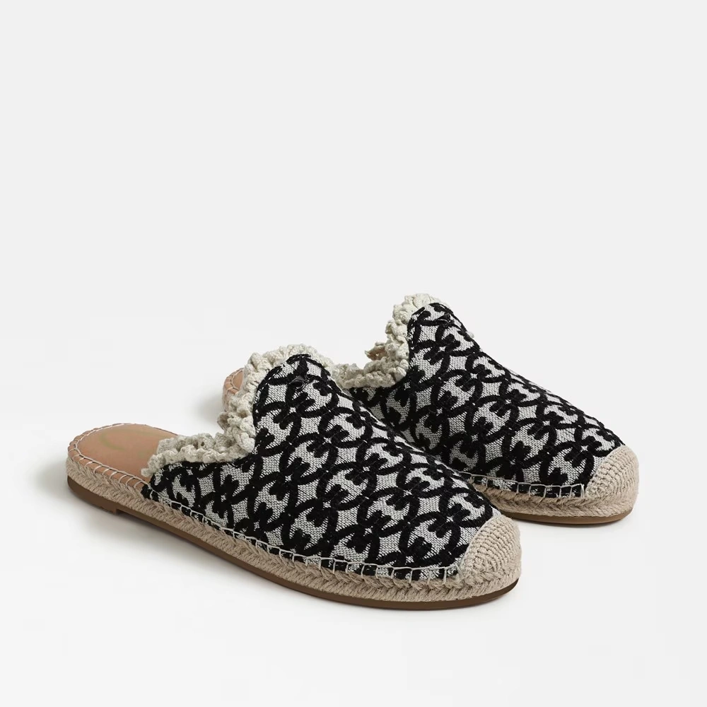 Mallory Espadrille Mule Black Natural Canvas