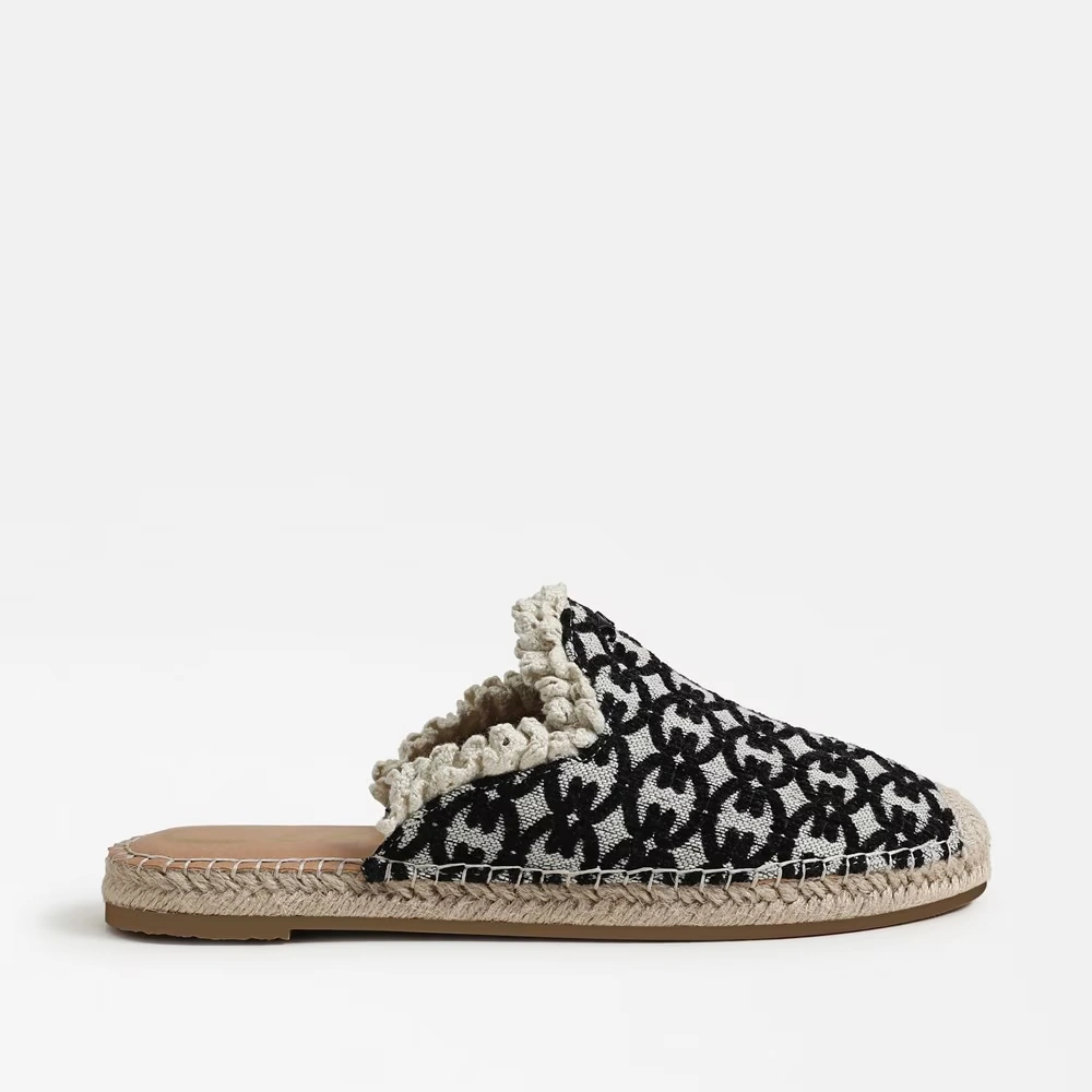Mallory Espadrille Mule Black Natural Canvas