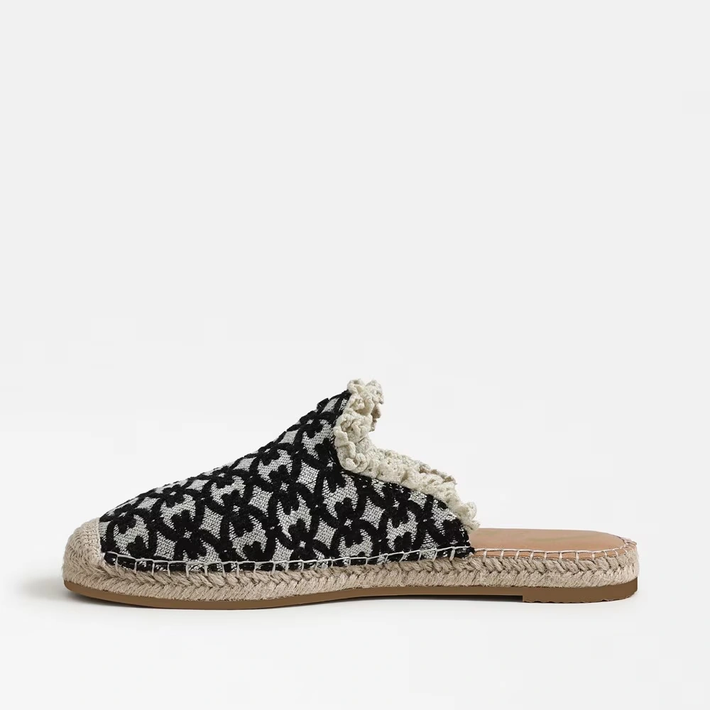 Mallory Espadrille Mule Black Natural Canvas 4 Mallory Espadrille Mule Black Natural Canvas