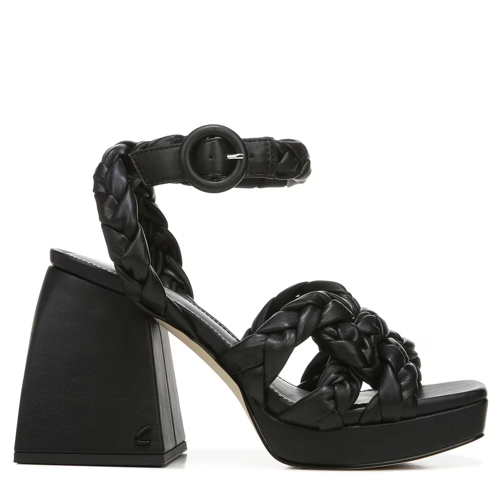 Mable Braided Block Heel Sandal Black