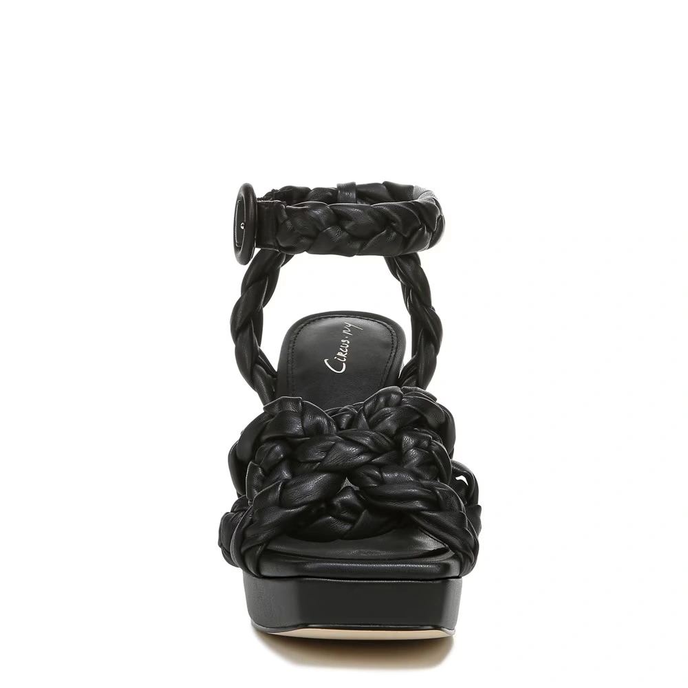 Mable Braided Block Heel Sandal Black