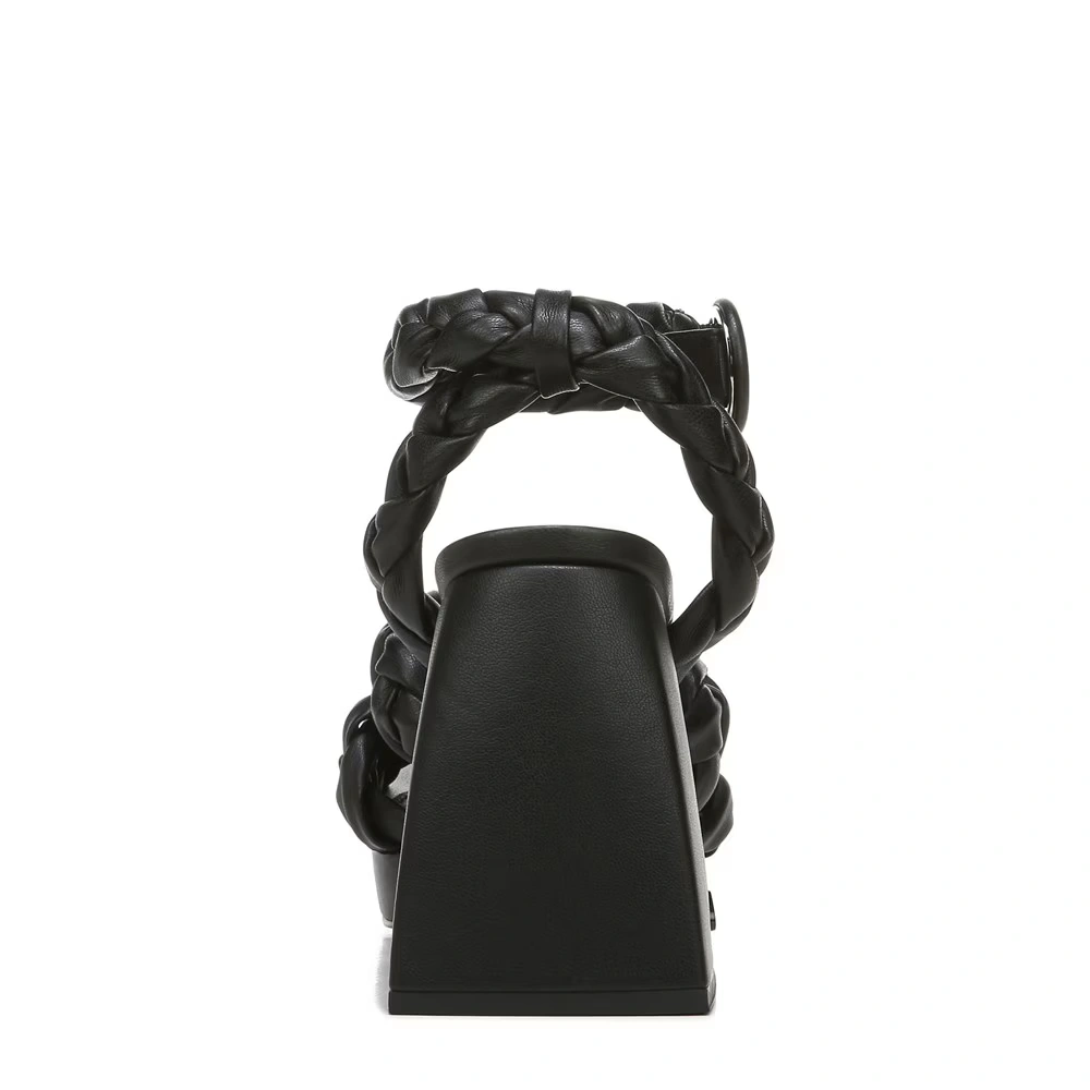 Mable Braided Block Heel Sandal Black