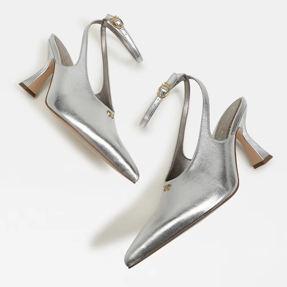 Tara Slingback Heel Soft Silver Metallic