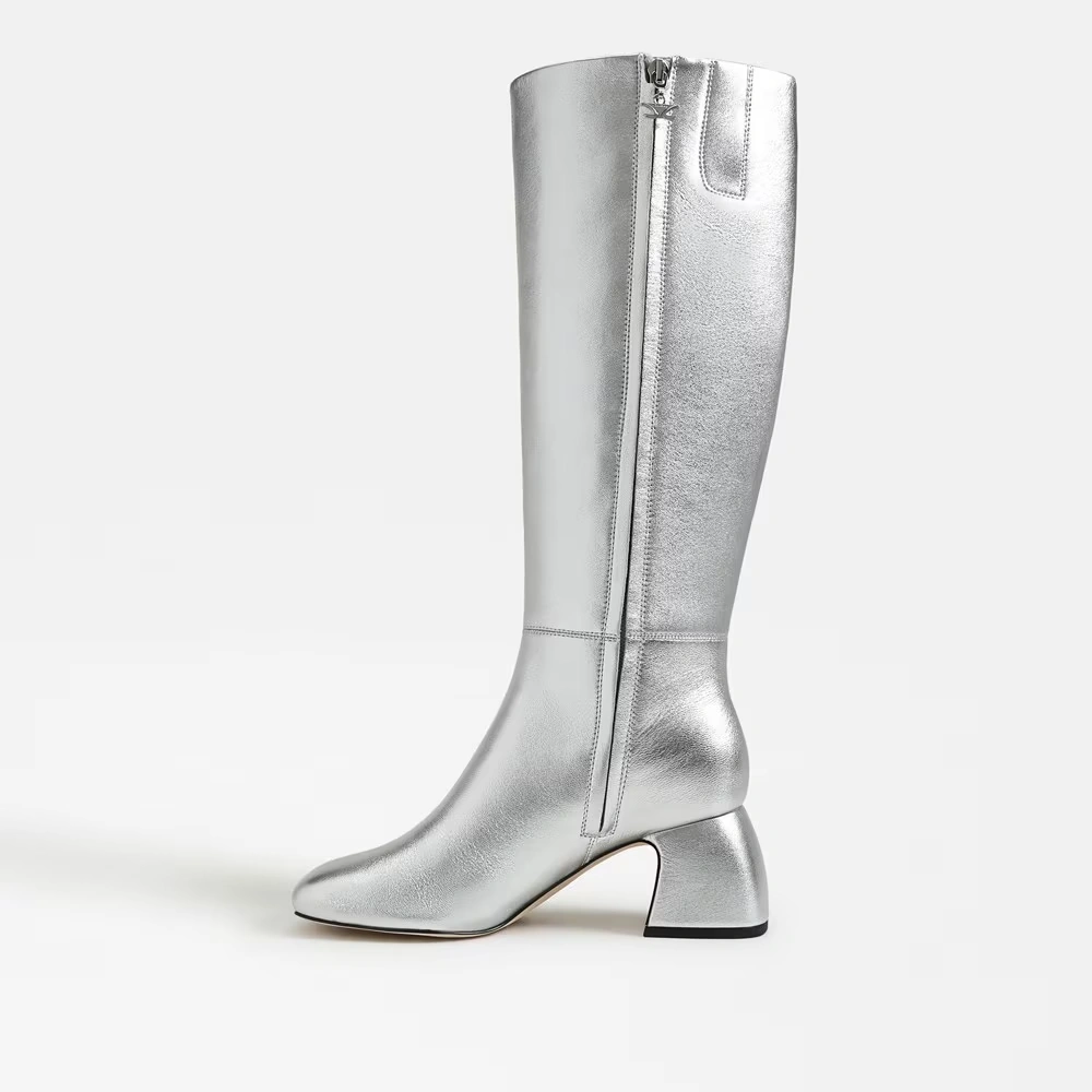 Oaklyn Knee High Boot Soft Silver Leather 4 Oaklyn Knee High Boot Soft Silver Leather