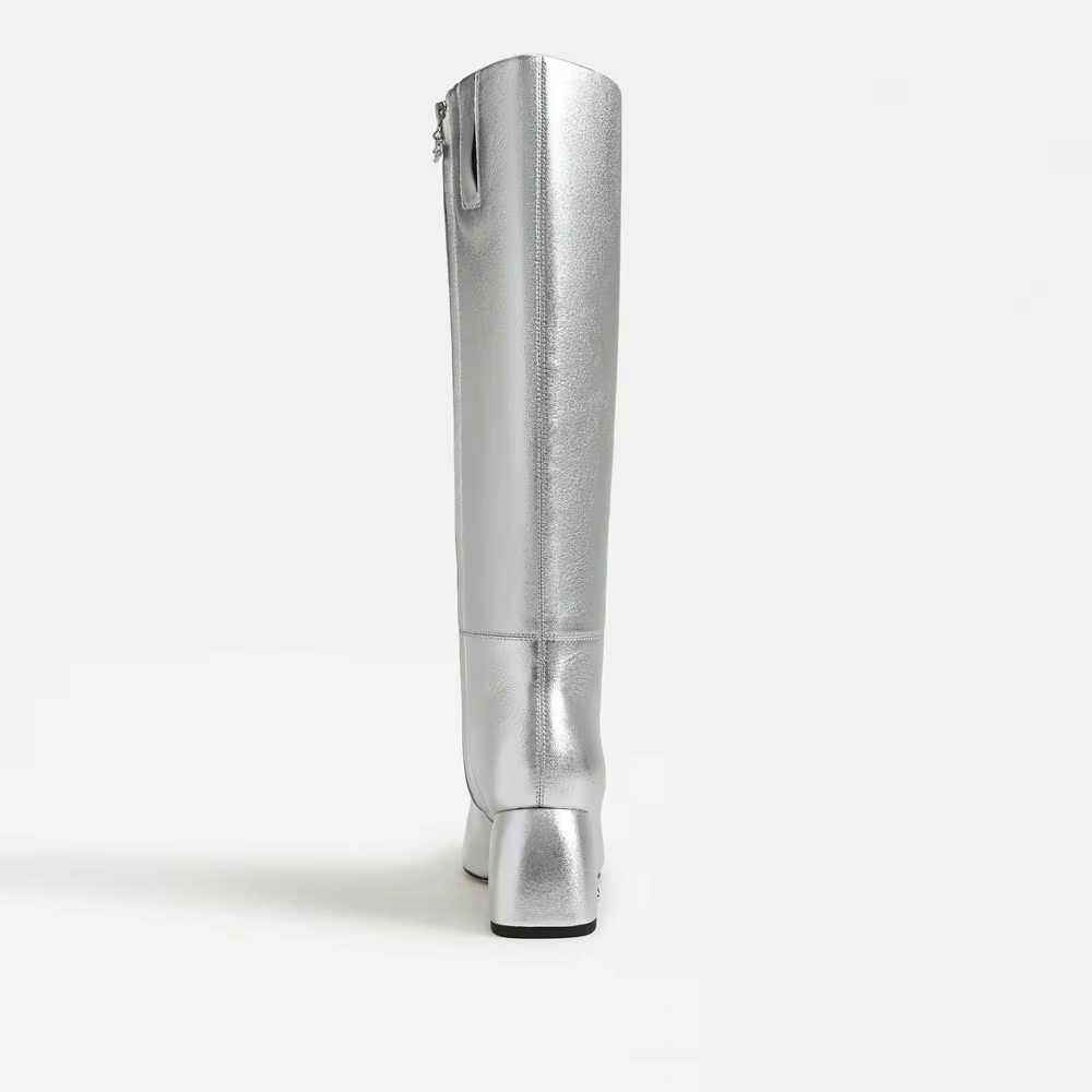 Oaklyn Knee High Boot Soft Silver Leather 5 Oaklyn Knee High Boot Soft Silver Leather