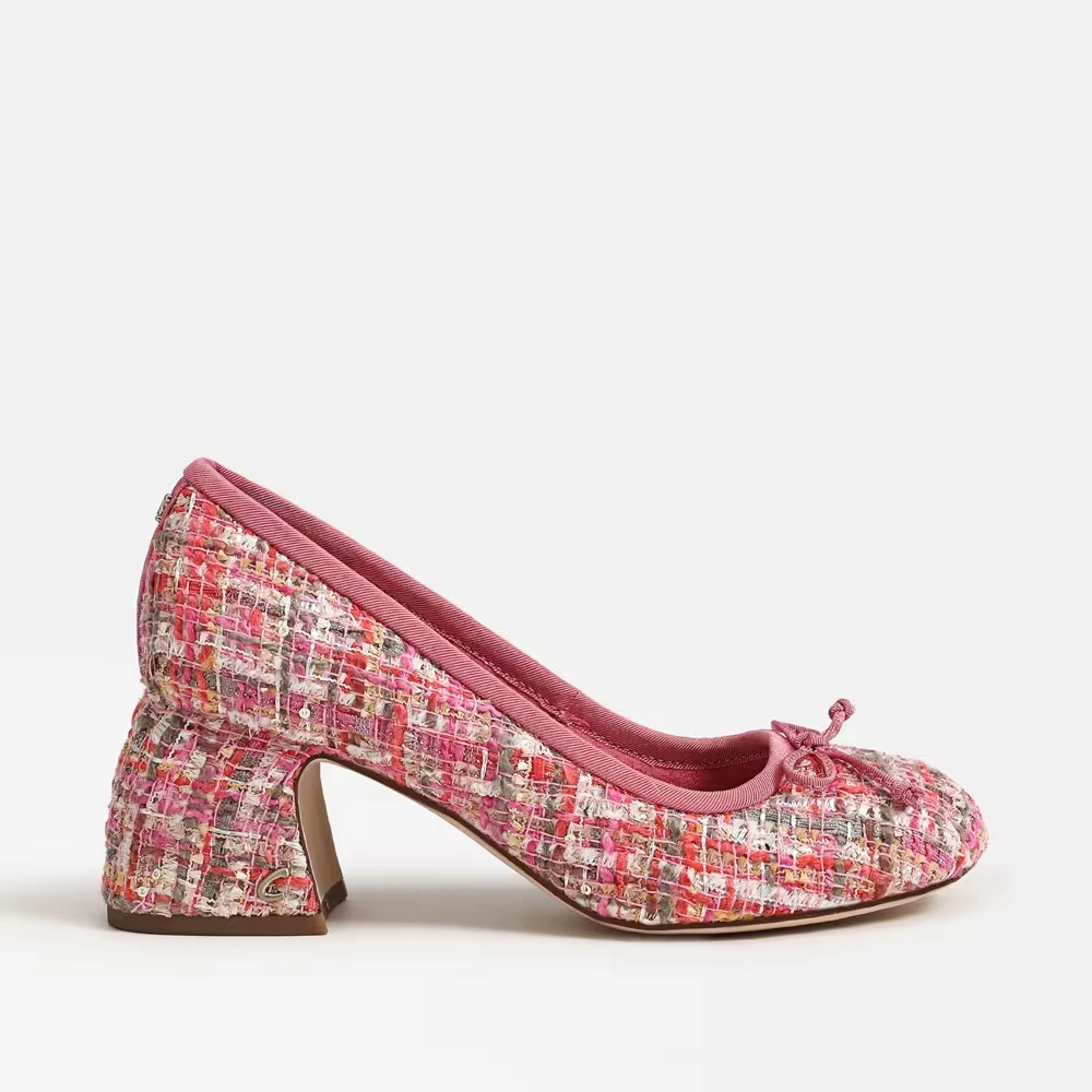 Della Wrap Up Block Heel Ballet Pink Multi Fabric