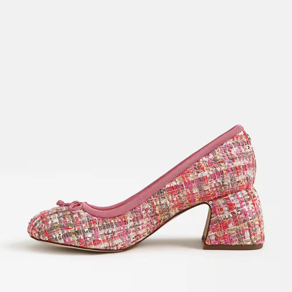 Della Wrap Up Block Heel Ballet Pink Multi Fabric