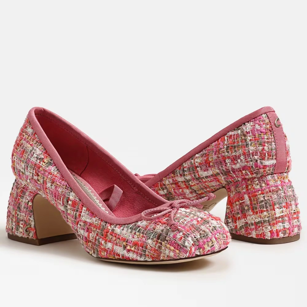 Della Wrap Up Block Heel Ballet Pink Multi Fabric